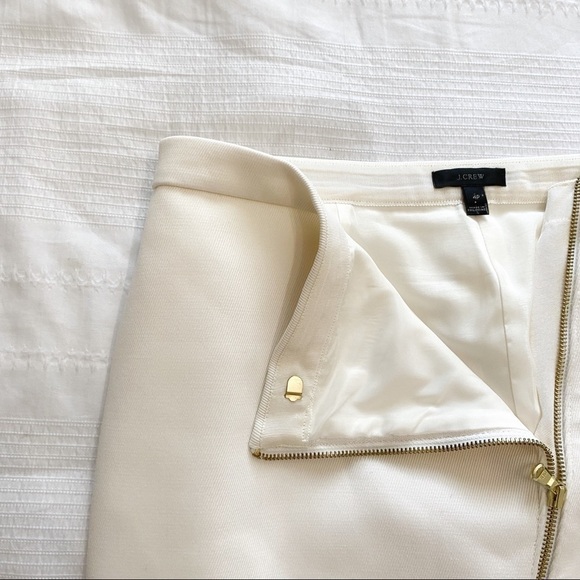 J CREW PETITE CREAM ASYMMETRICAL FRONT ZIPPER RIBBED PENCIL SKIRT - 4P - Picture 8 of 12